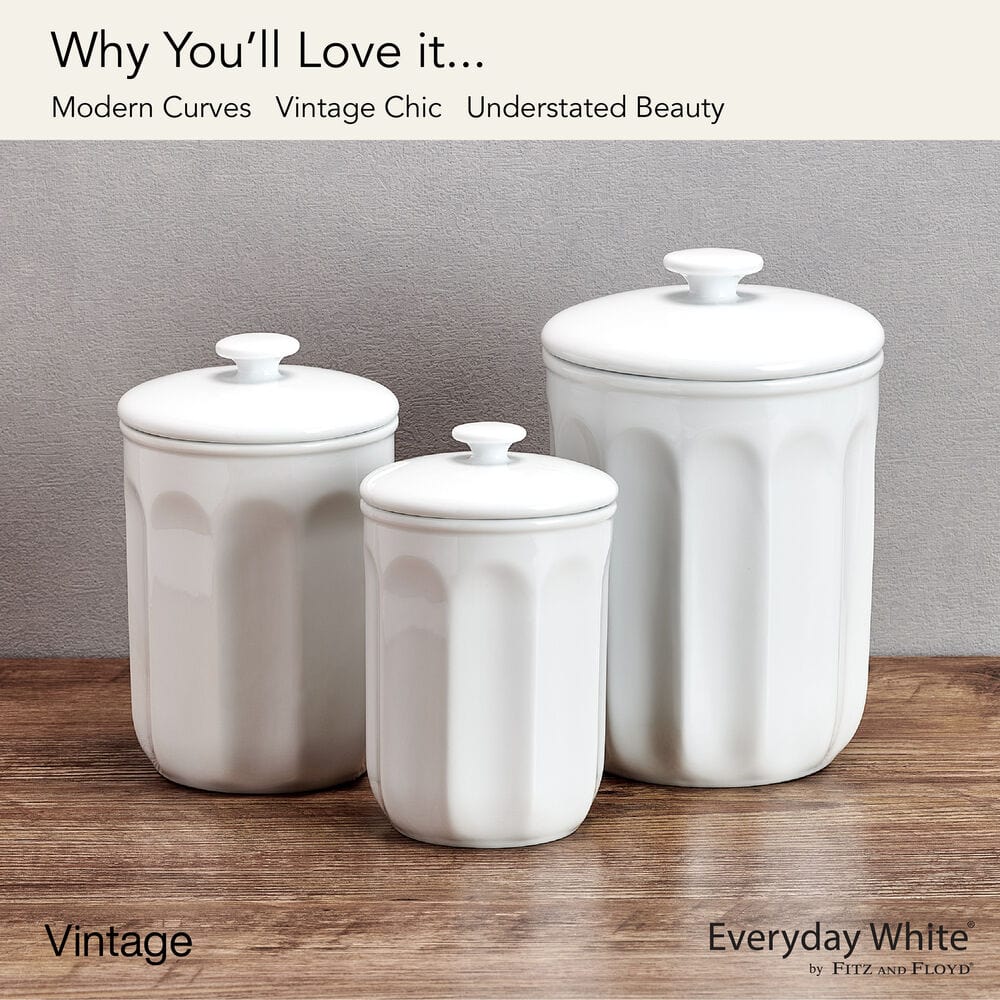 Everyday White® Vintage Set of 3 Kitchen Canisters