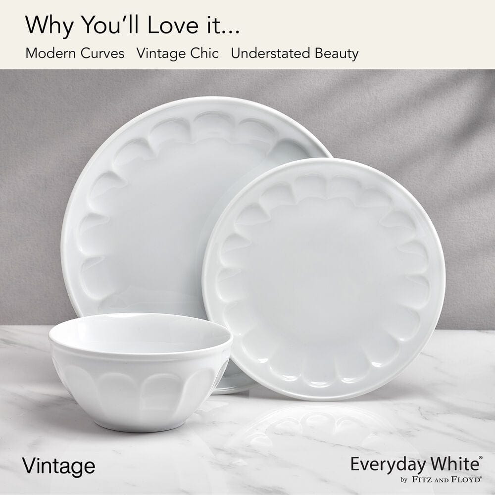 Everyday White® Vintage 12 Piece Dinnerware Set, Service for 4