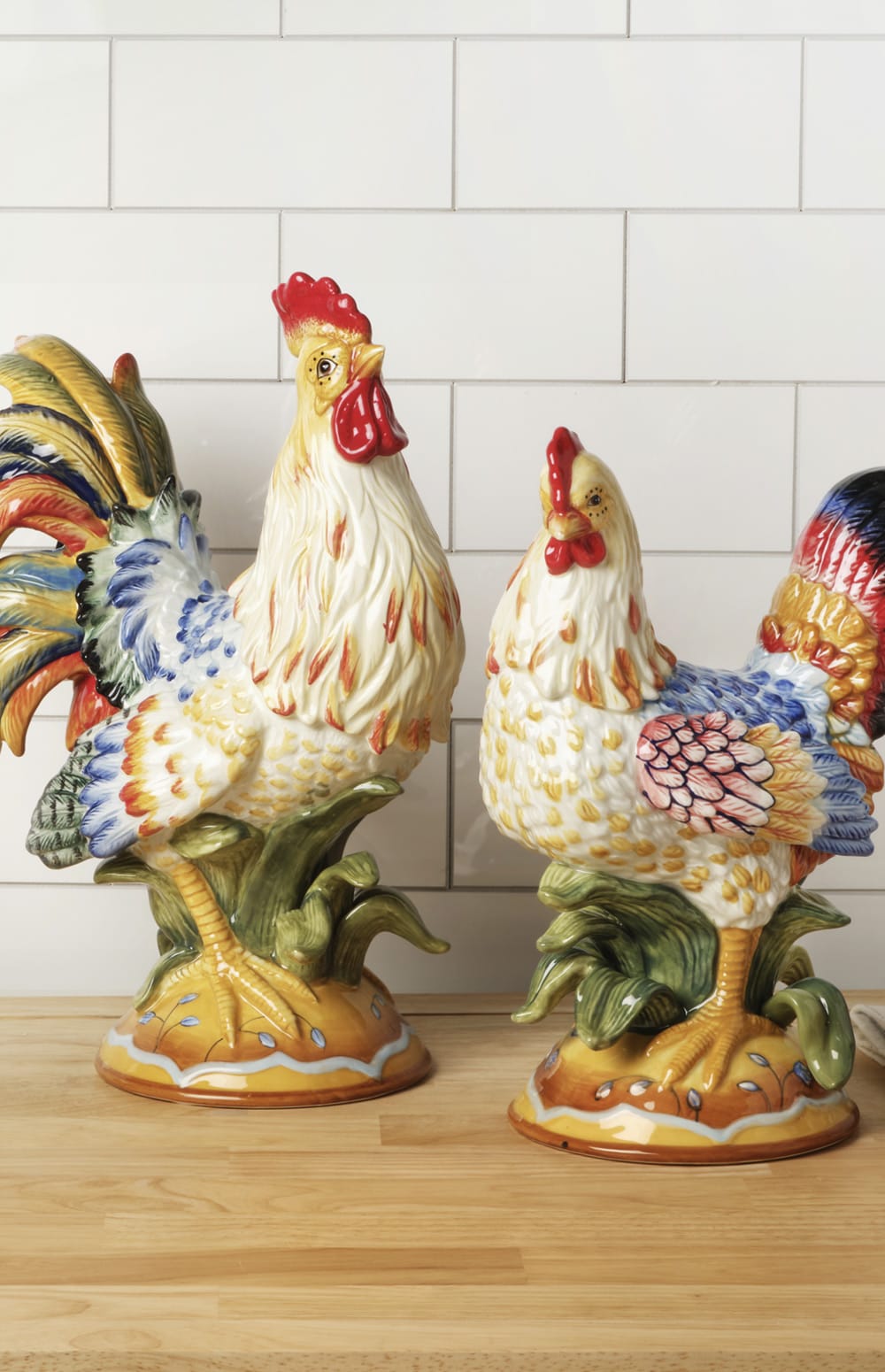 Ricamo Rooster & Hen Figurine Set of 2