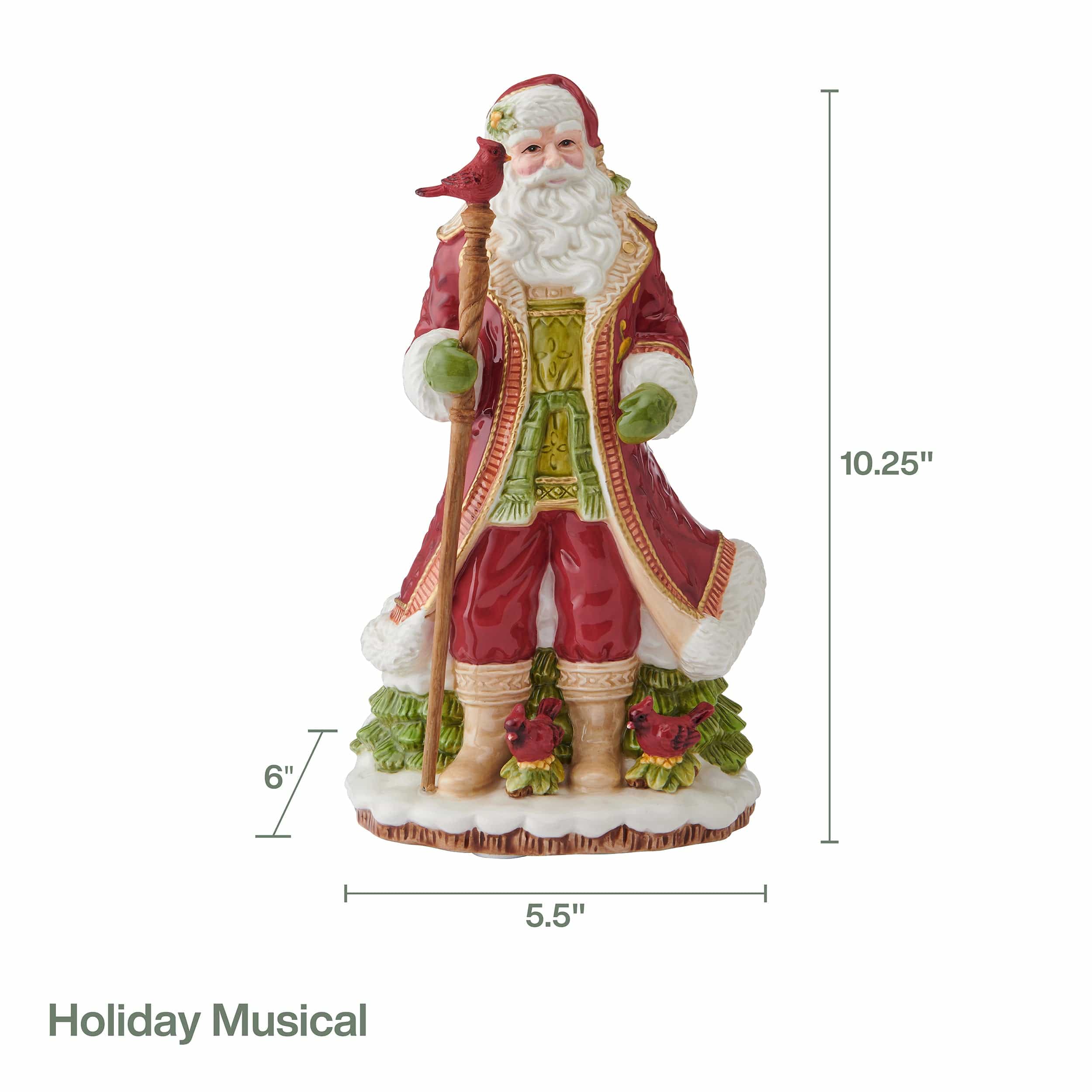 Poinsettia Holiday Musical Figurine,We Wish You a Merry Christmas, 10.25 IN