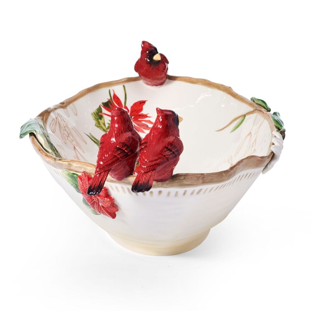 Poinsettia Holiday Cardinal Centerpiece Bowl