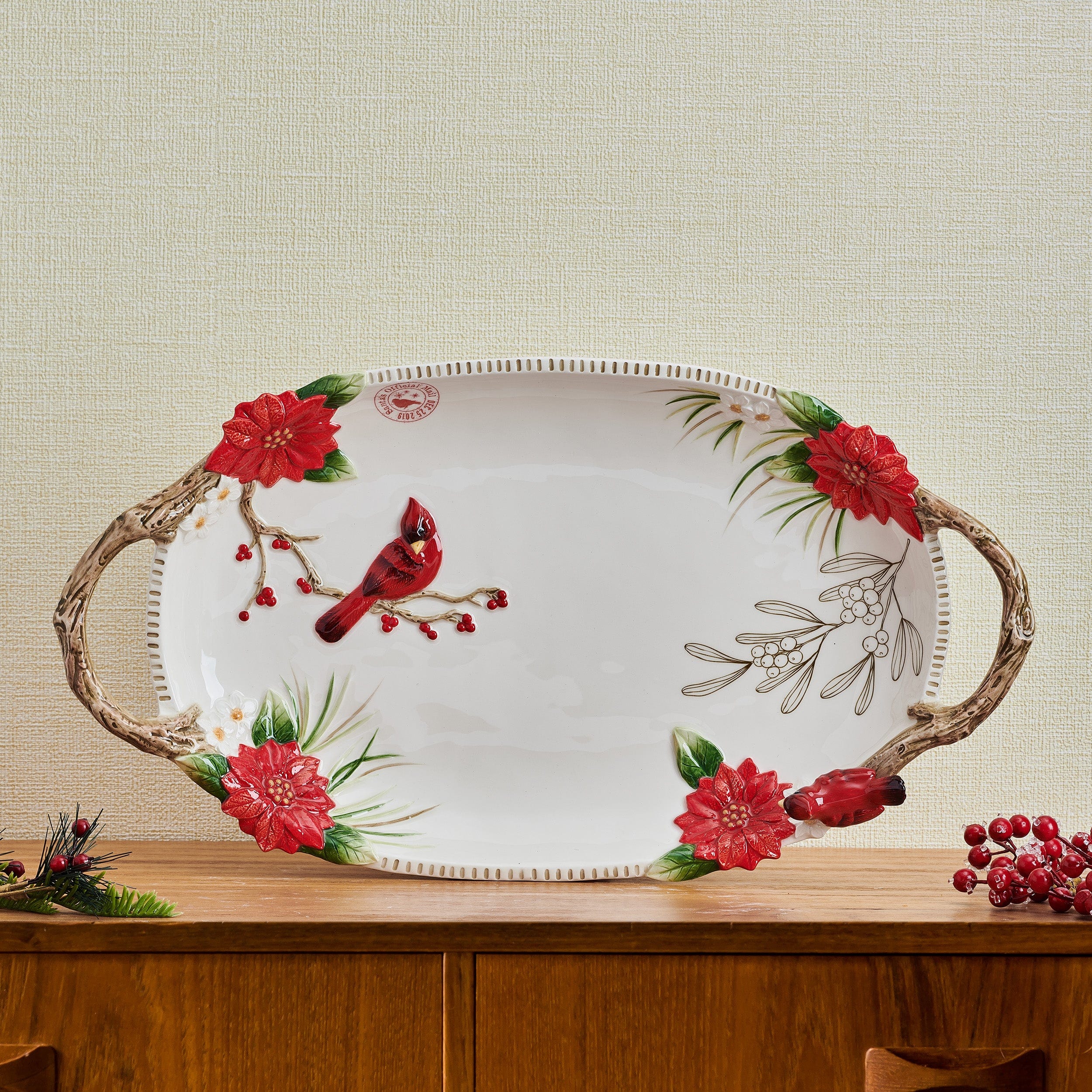 Poinsettia Holiday Serving Platter