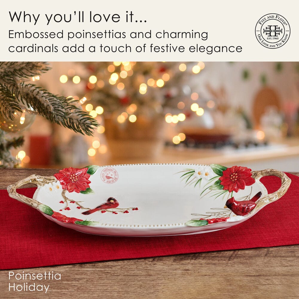 Poinsettia Holiday Serving Platter