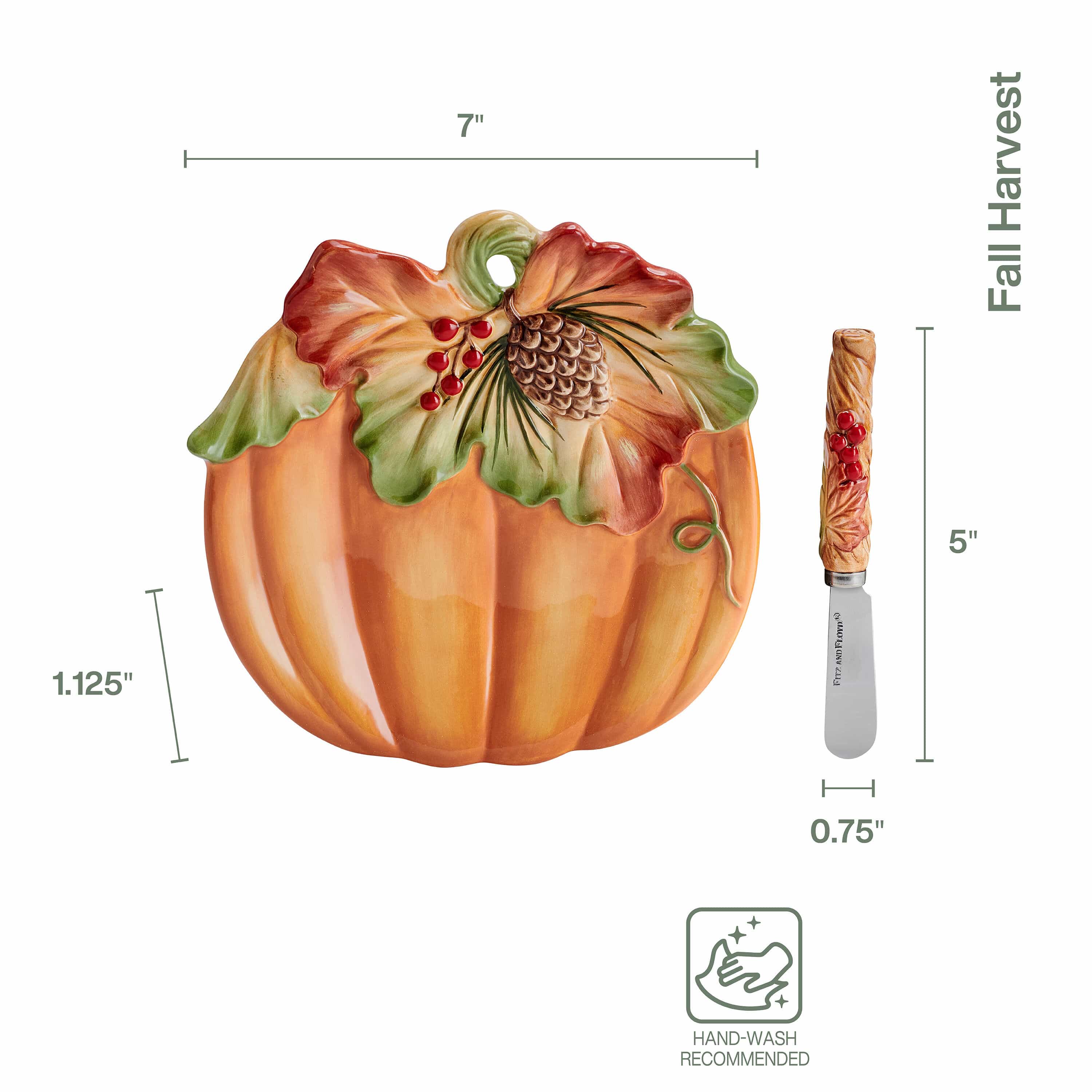 Harvest Pumpkin Snack Plate with Spreader
