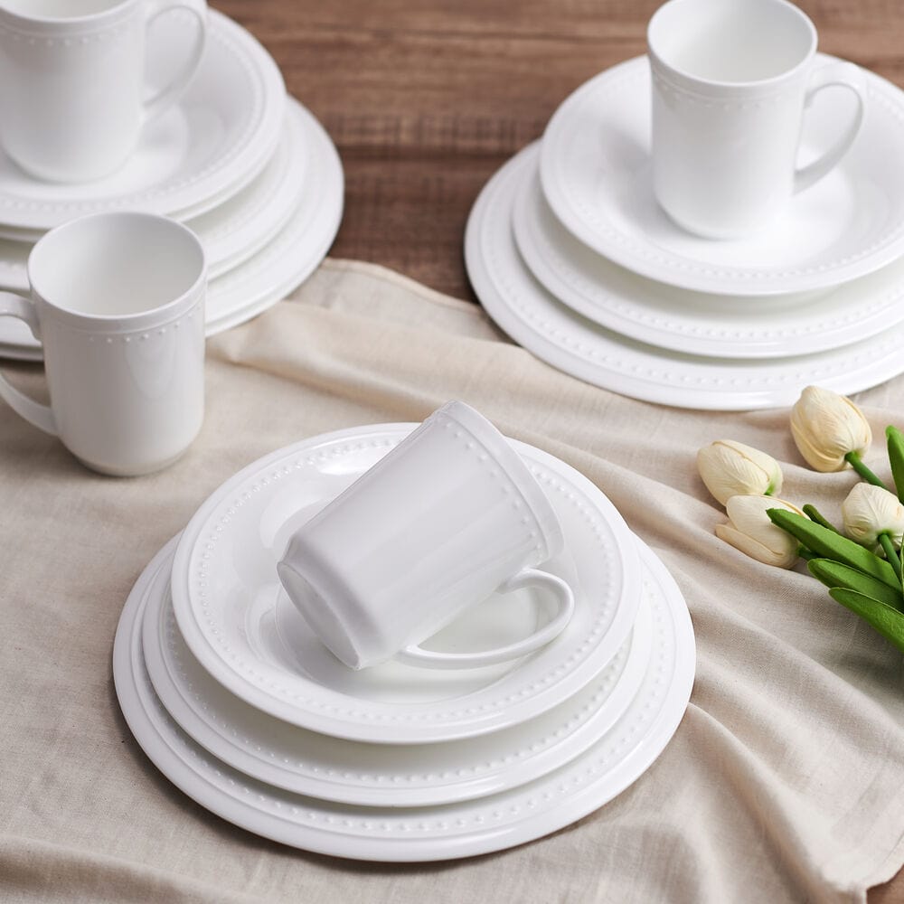 Nevaeh White Set of 4 Classic Beaded Mugs