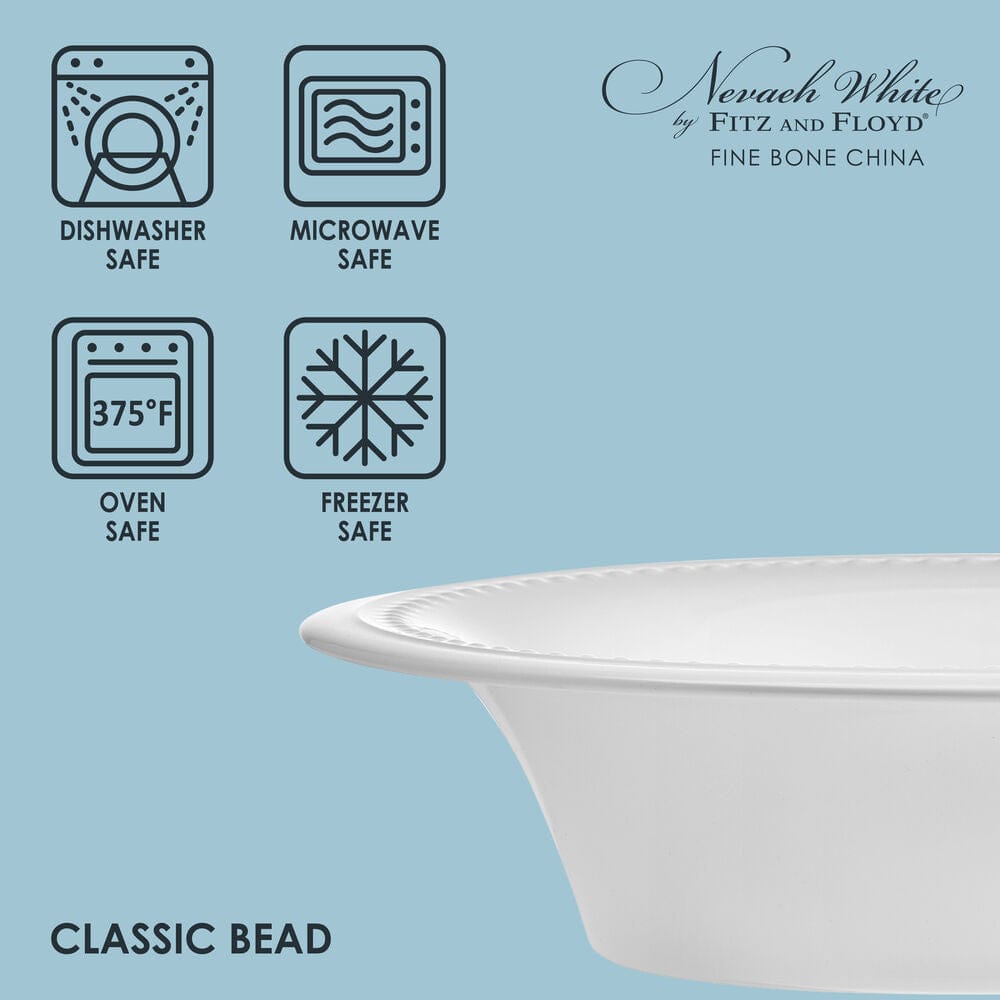 Nevaeh White Classic Beaded Serve Bowl