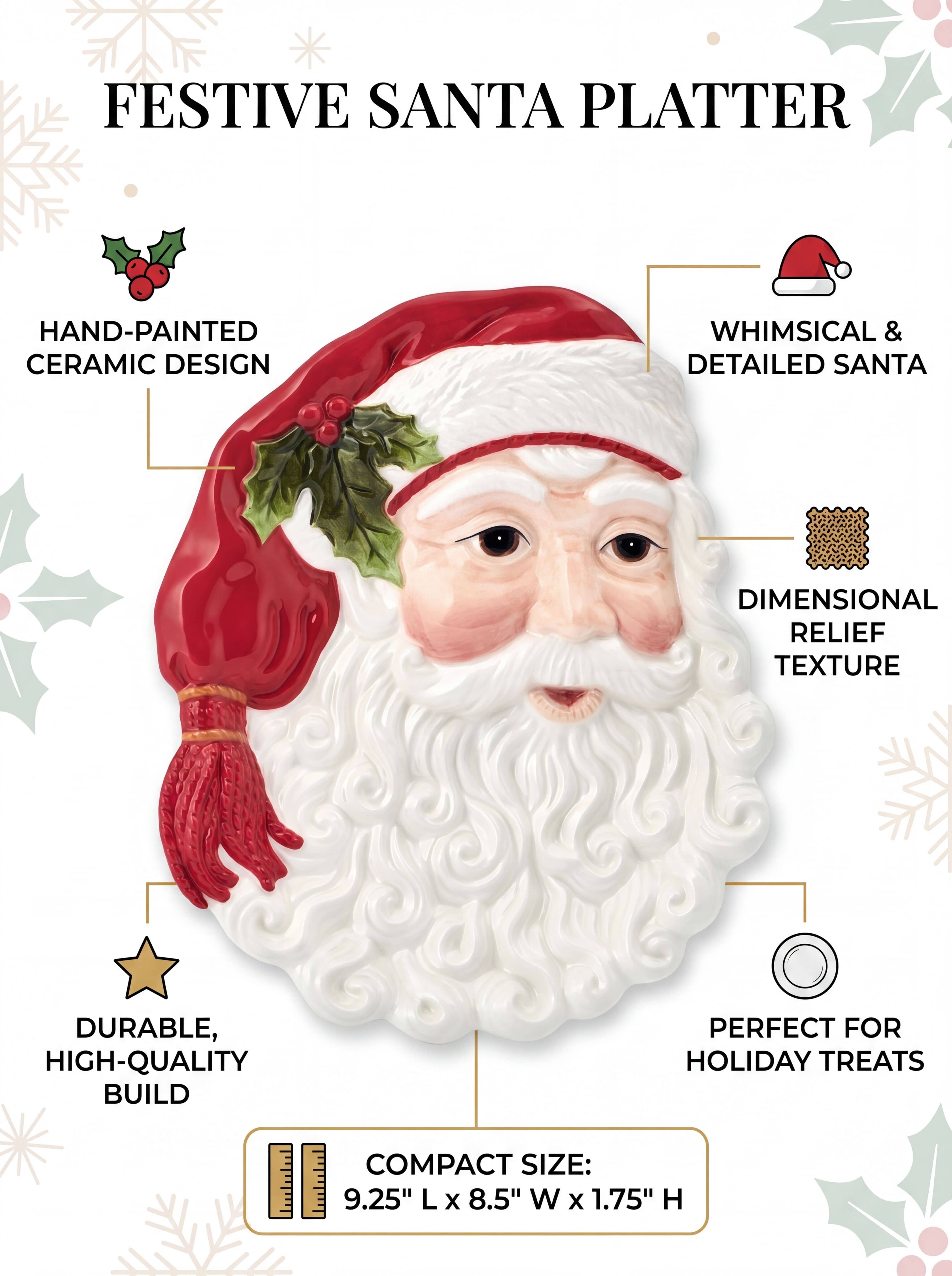 Santa’s Gift Figural Appetizer Snack Plate