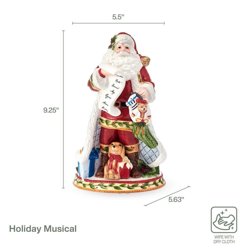Santa’s Gift Musical Figurine, 9.25IN
