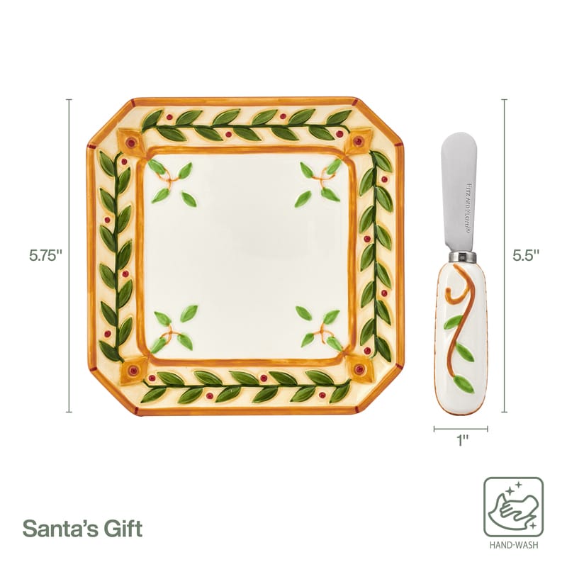 Santa’s Gift Appetizer Plate and Spreader Set