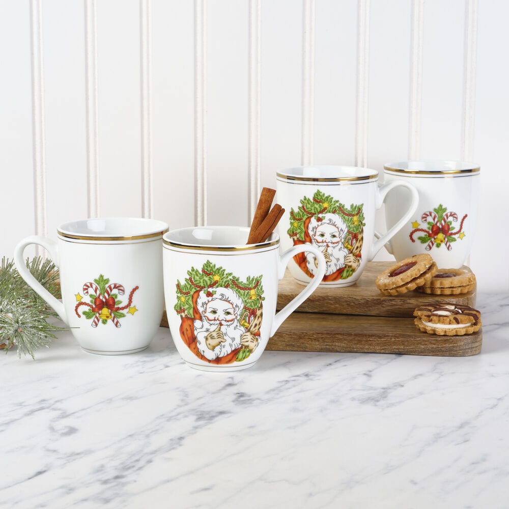 4 piece christmas mug set Fitz & Floyd St. Nicholas 12oz. Mug (Set of Four)