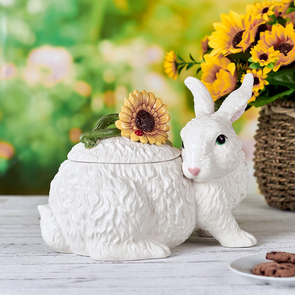 Sunflower Rabbit Cookie Jar