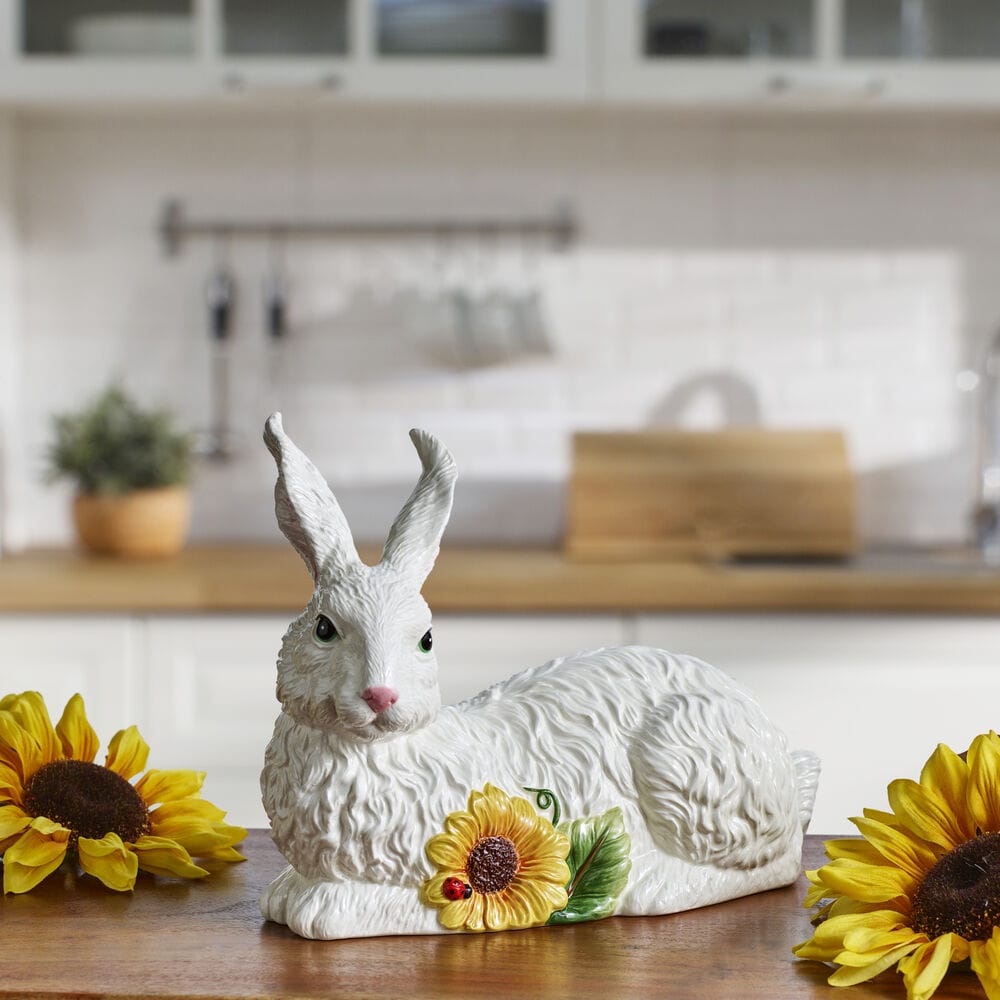 Sunflower Resting Rabbit Figurine, 9.75 IN