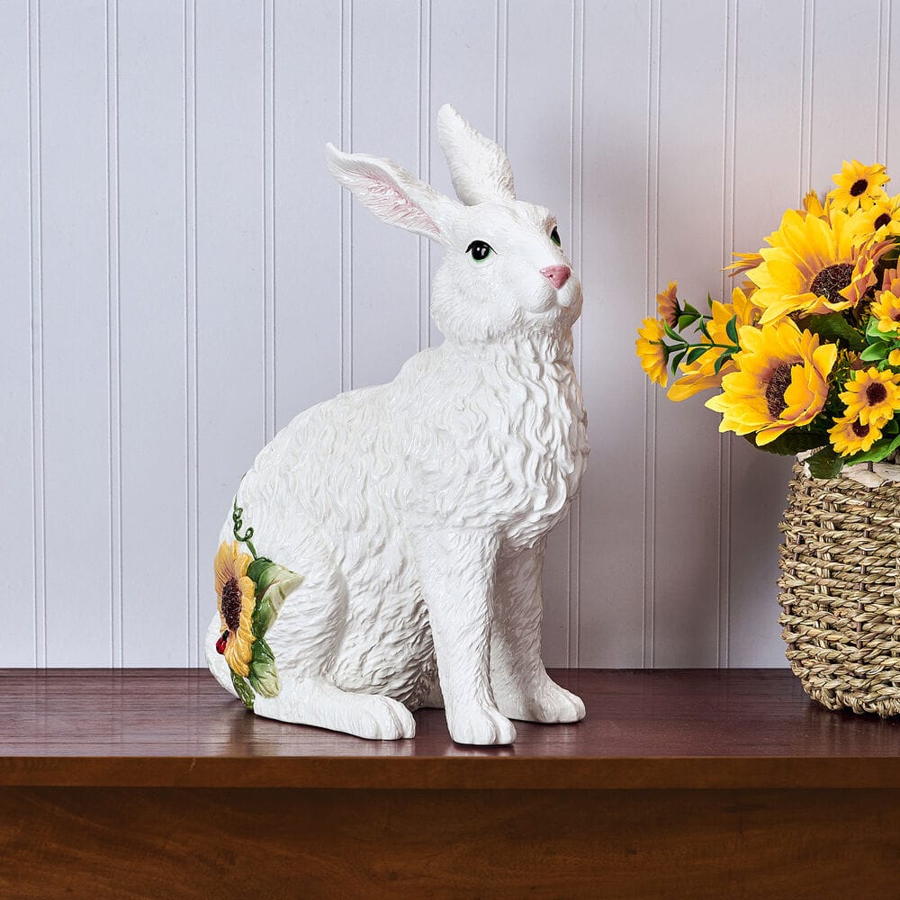 Sunflower Sitting Rabbit Figurine, 13.25 IN