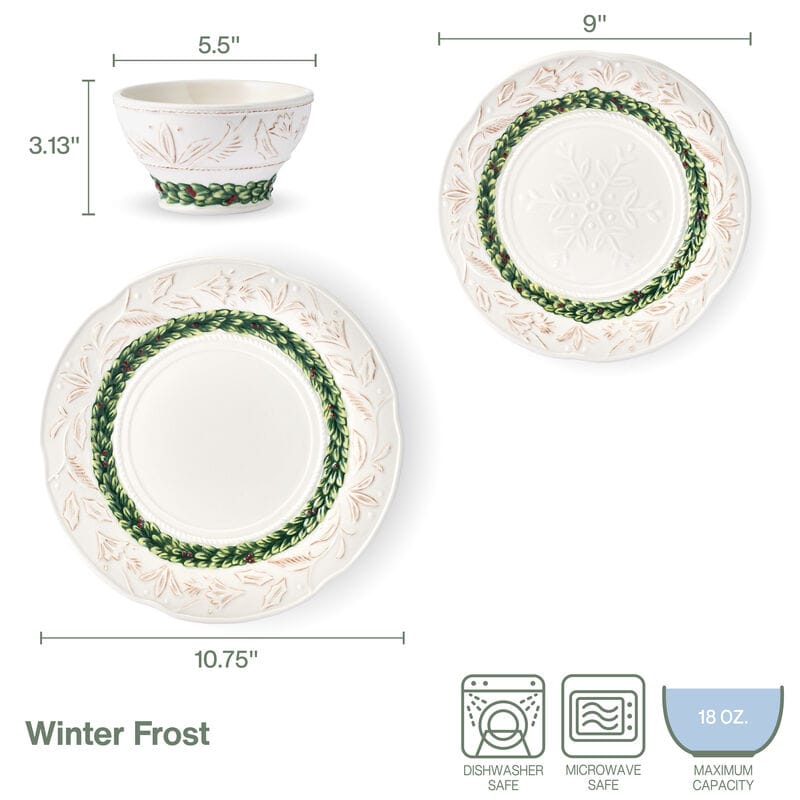 Winter Frost 3 Piece Dinnerware Set, Service for 1