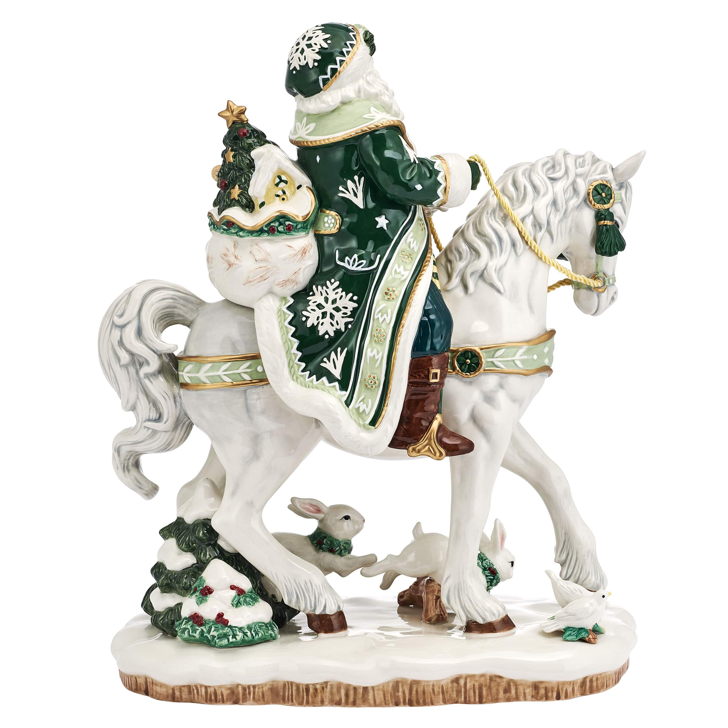 Winter Frost Santa on Horse Figurine, 16IN