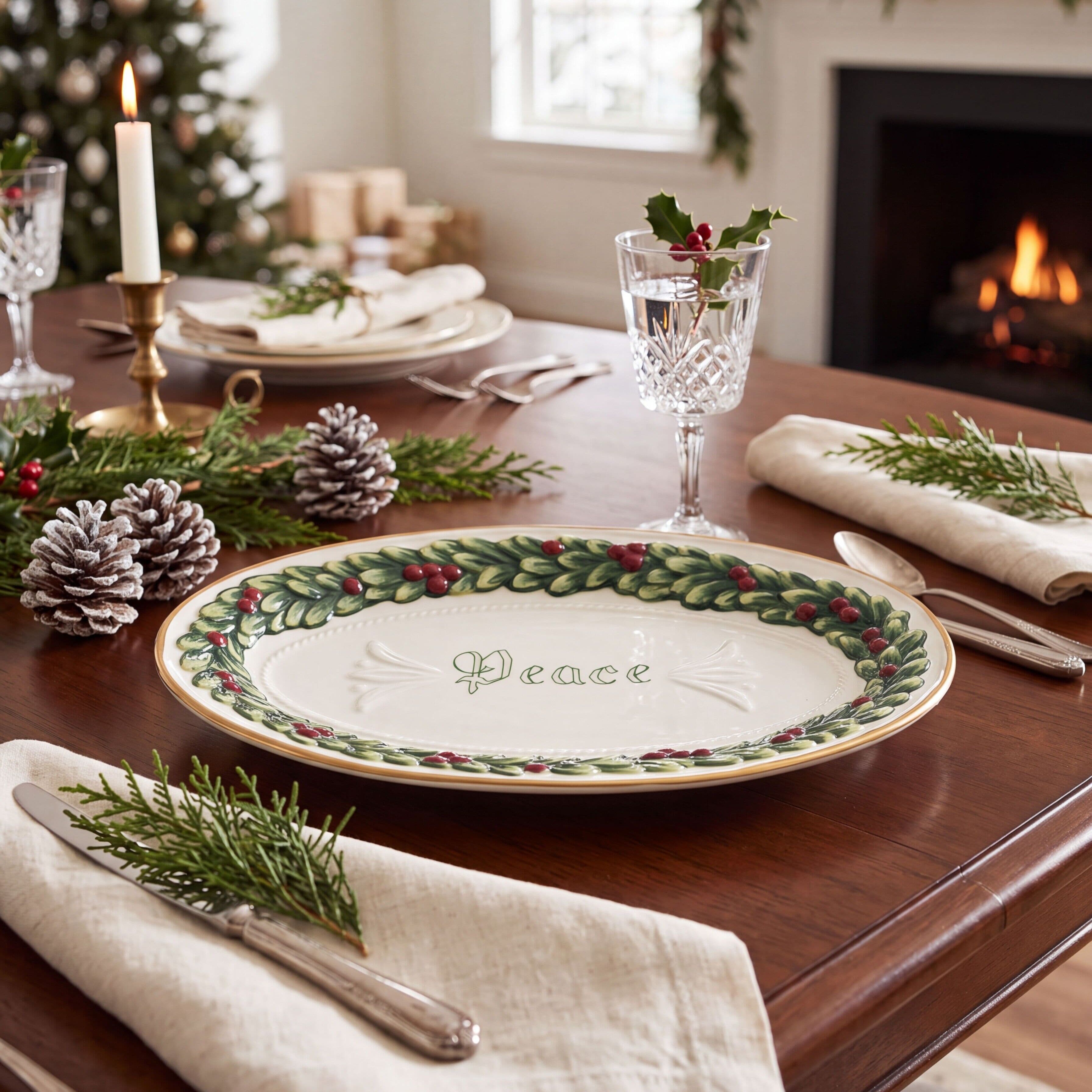 Winter Frost Peace Sentiment Small Serving Platter