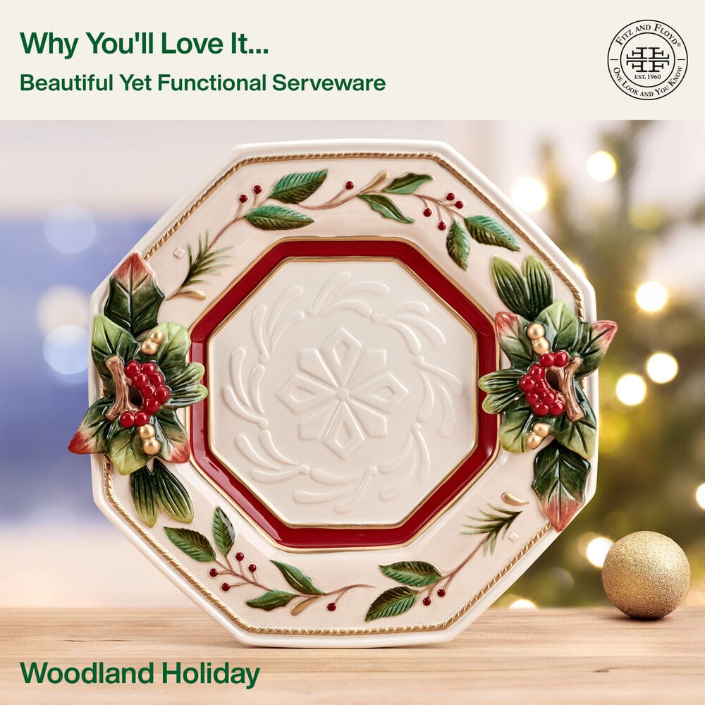 Woodland Holiday Octagonal Serving Platter