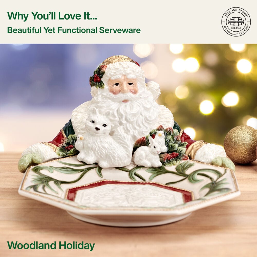 Woodland Holiday Santa Serving Bowl