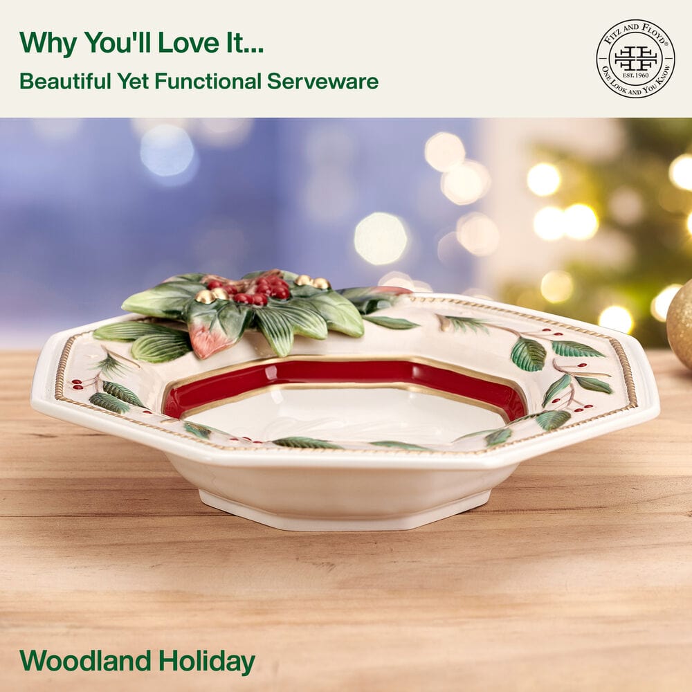 Woodland Holiday Serving Bowl