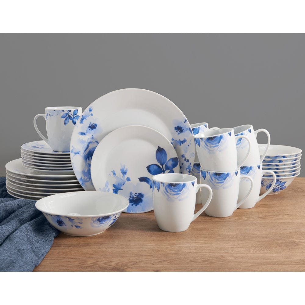 Flora 32-Piece White Porcelain Dinnerware Set with 8-Piece Dinner Plat –  Nordic Abode