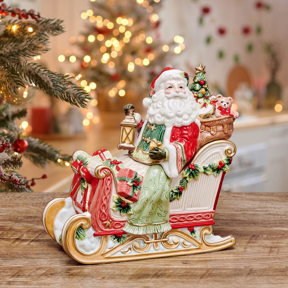Santa Crimson Holiday Cookie Jar, 10 IN