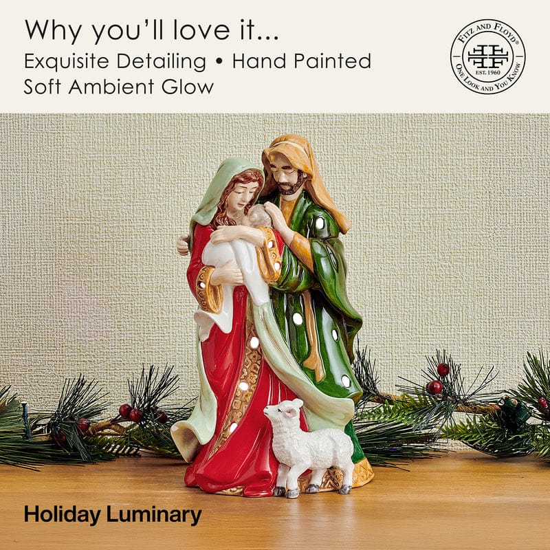 Holiday Luminary Nativity Holy Family Figurine, 9.5 IN