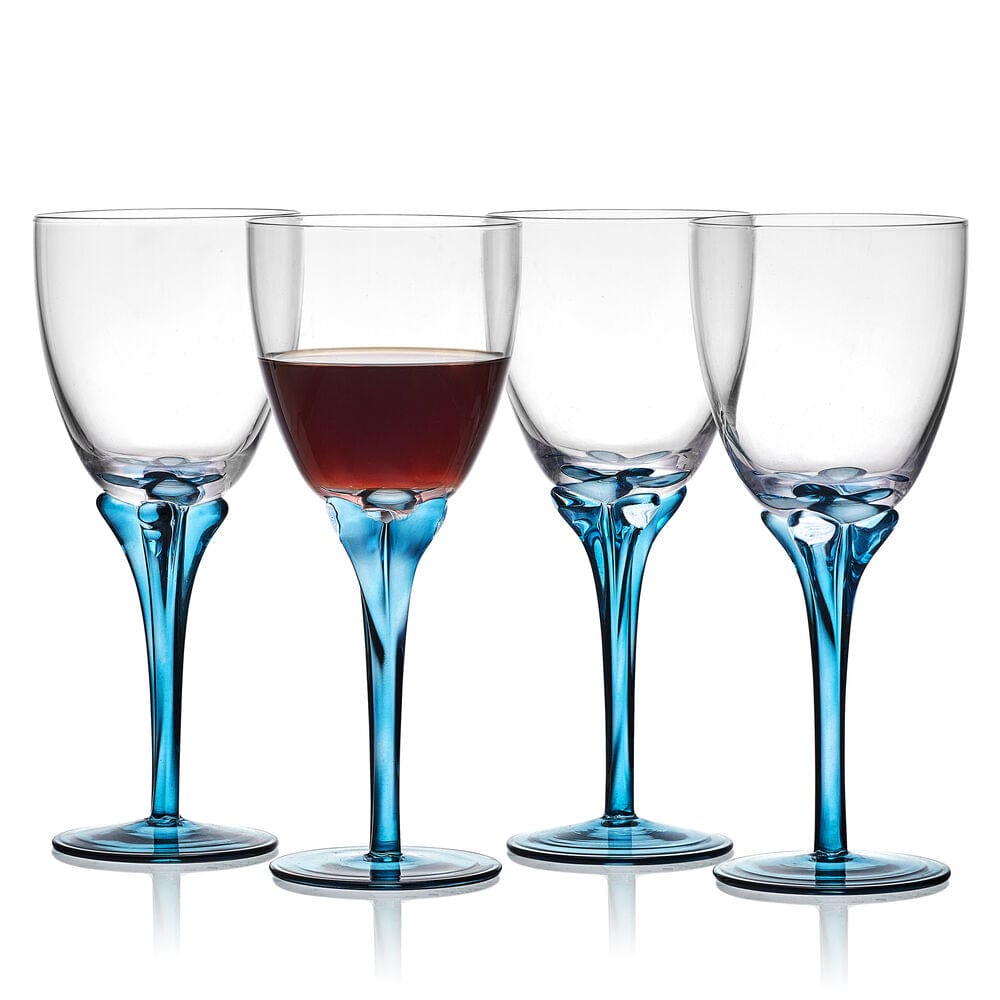 Jardin Set of 4 Blue Wine Glasses