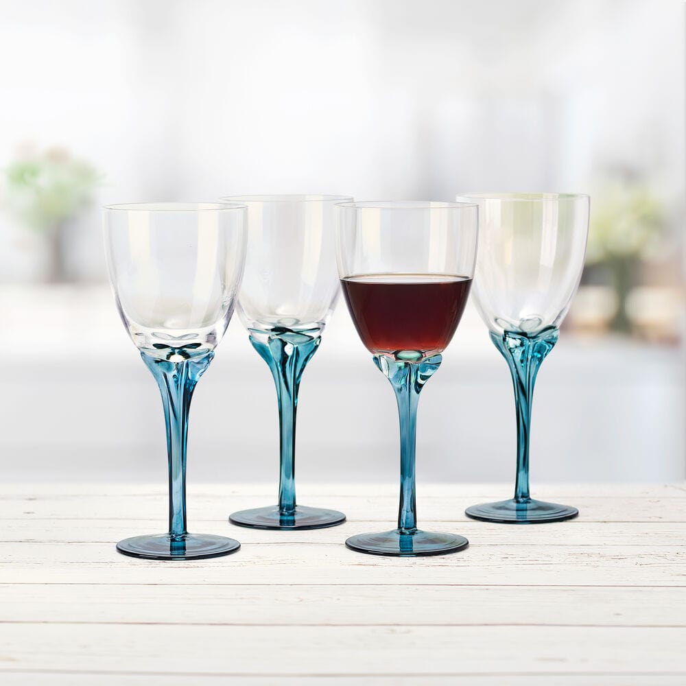 Jardin Set of 4 Blue Wine Glasses