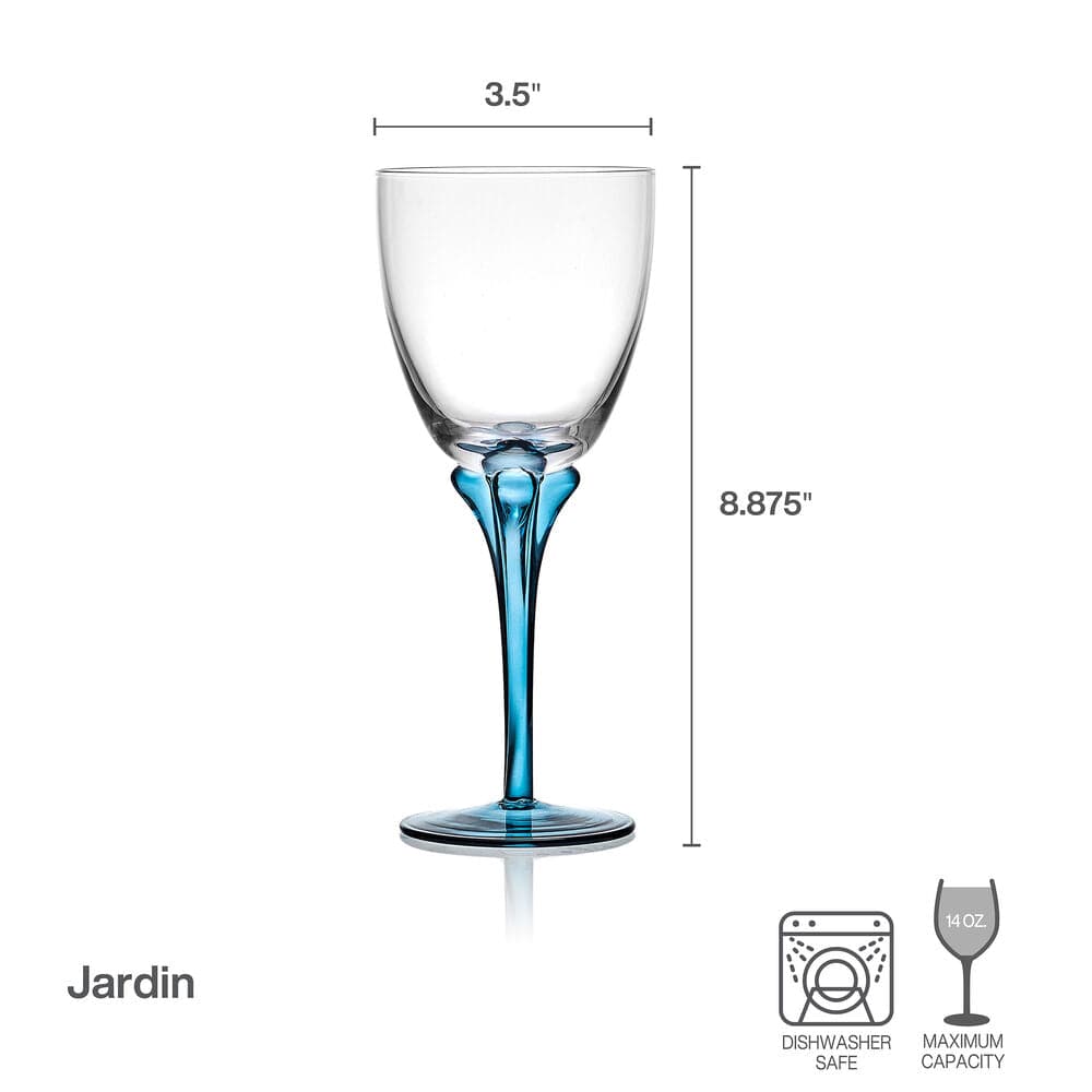 Jardin Set of 4 Blue Wine Glasses