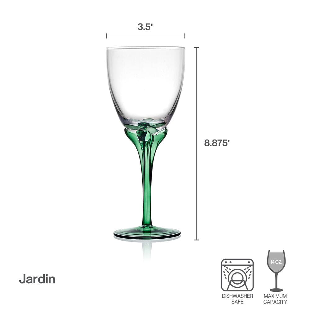 Jardin Set of 4 Green Wine Glasses