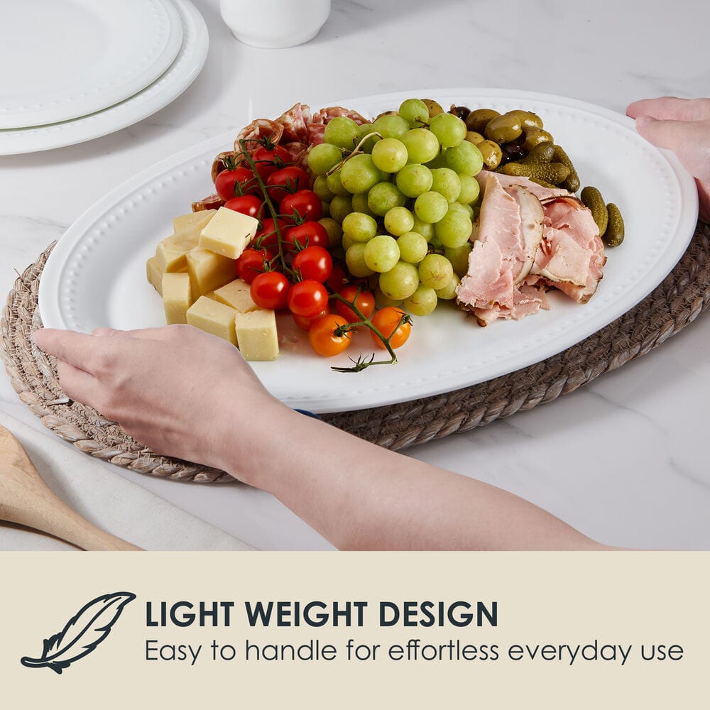 Nevaeh White Classic Beaded Large Platter