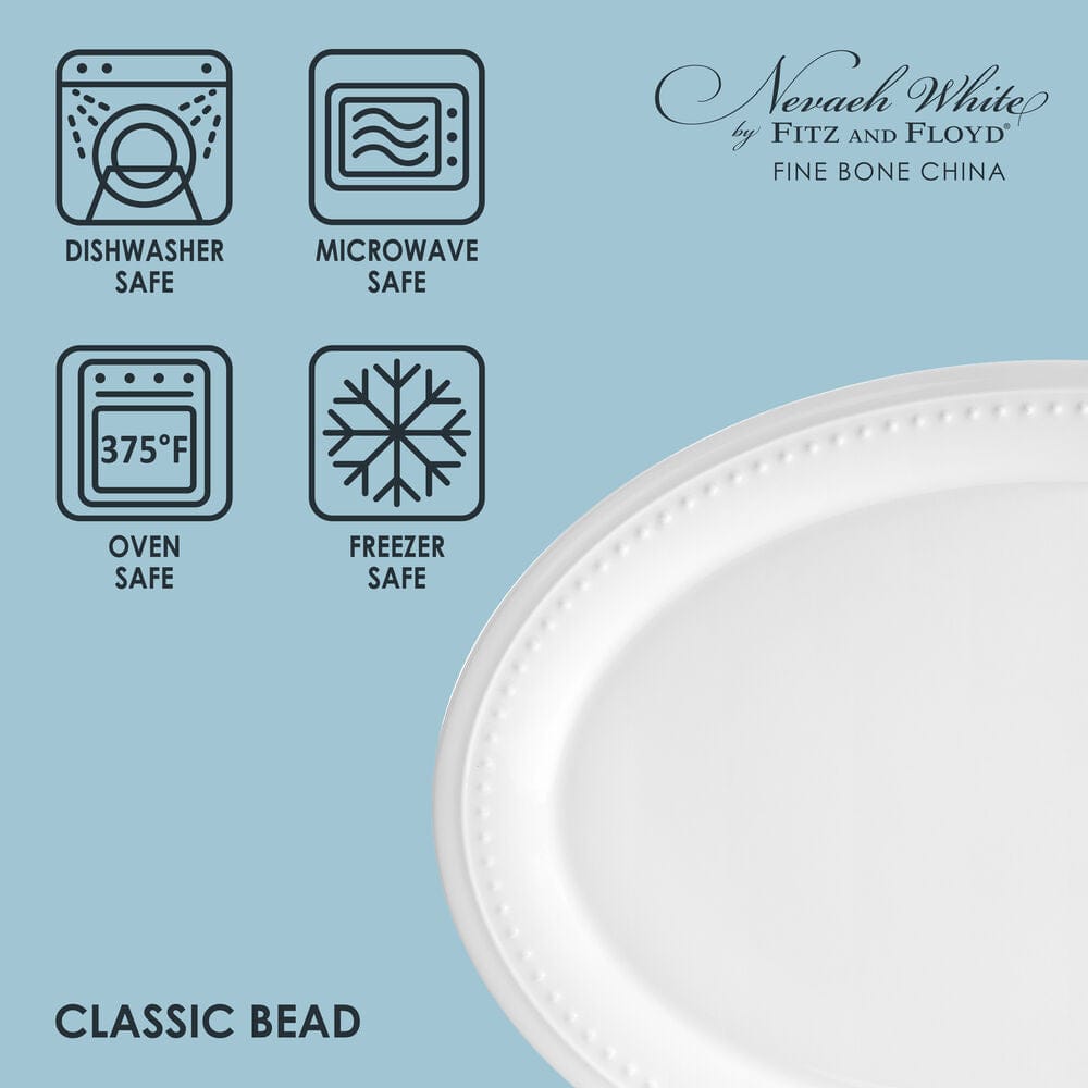Nevaeh White Classic Beaded Large Platter