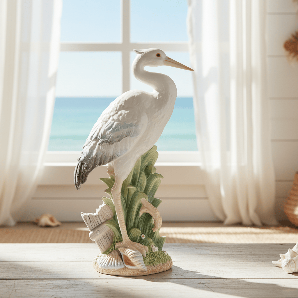 Newport Home Tall Egret Facing Forward 16 IN