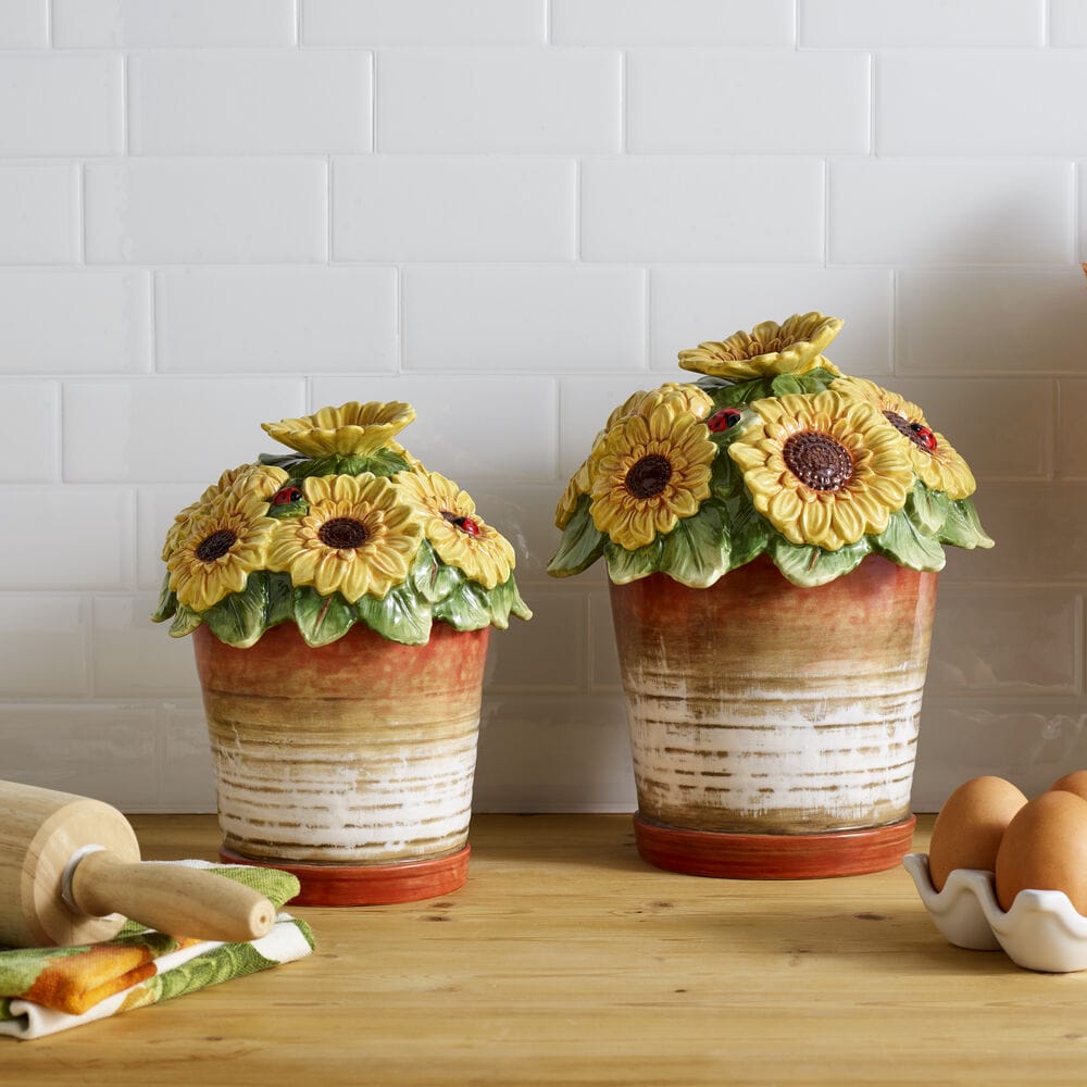 Provence Sunflower Pots Sealed Set of 2 Canisters