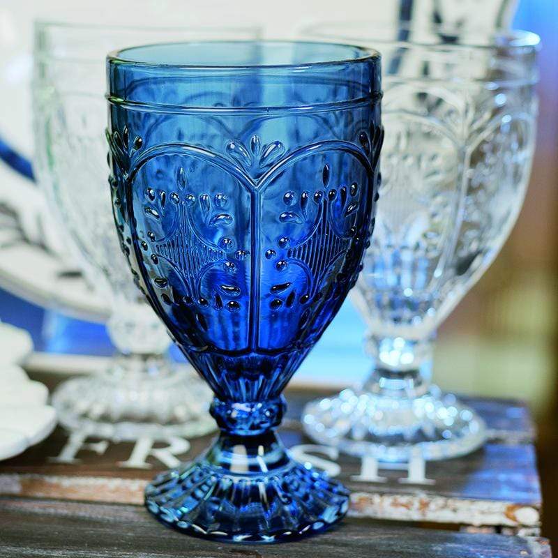 Trestle Goblets Set of 4, Indigo