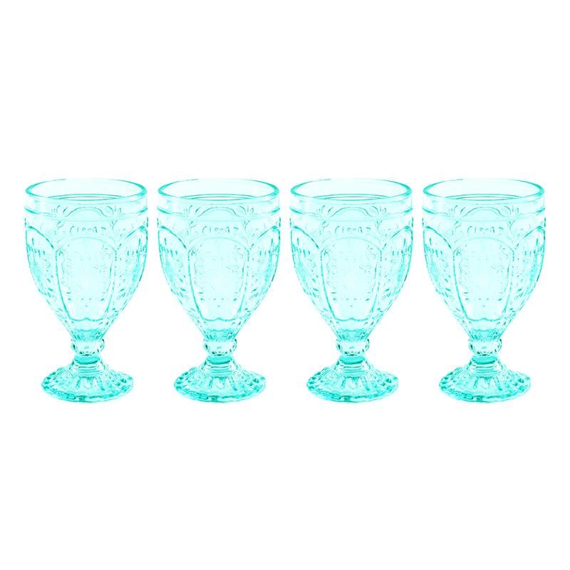 Trestle Goblets Set of 4, Aqua