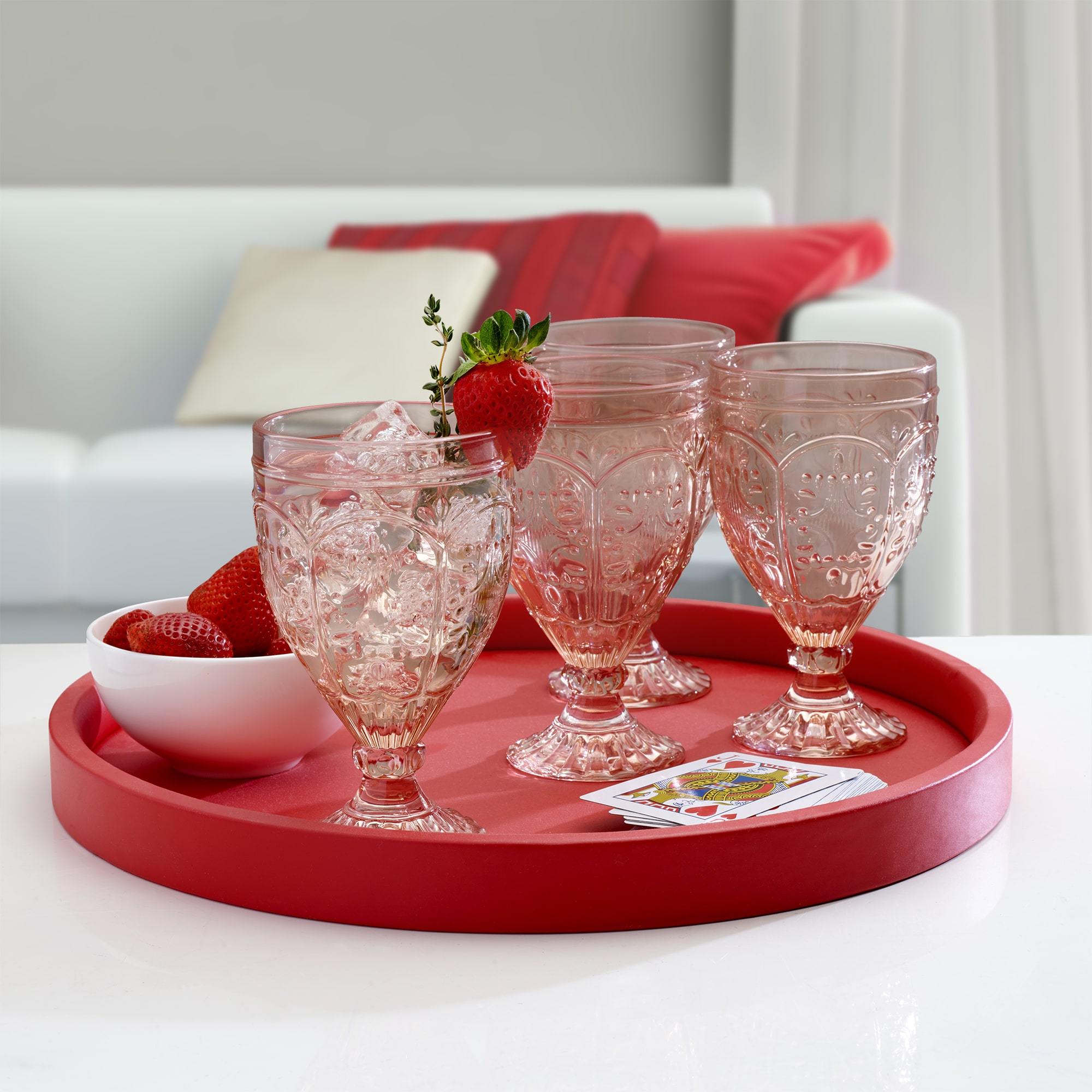  Pink Goblets, Set of 4 Pink Wine Glasses for lovers of