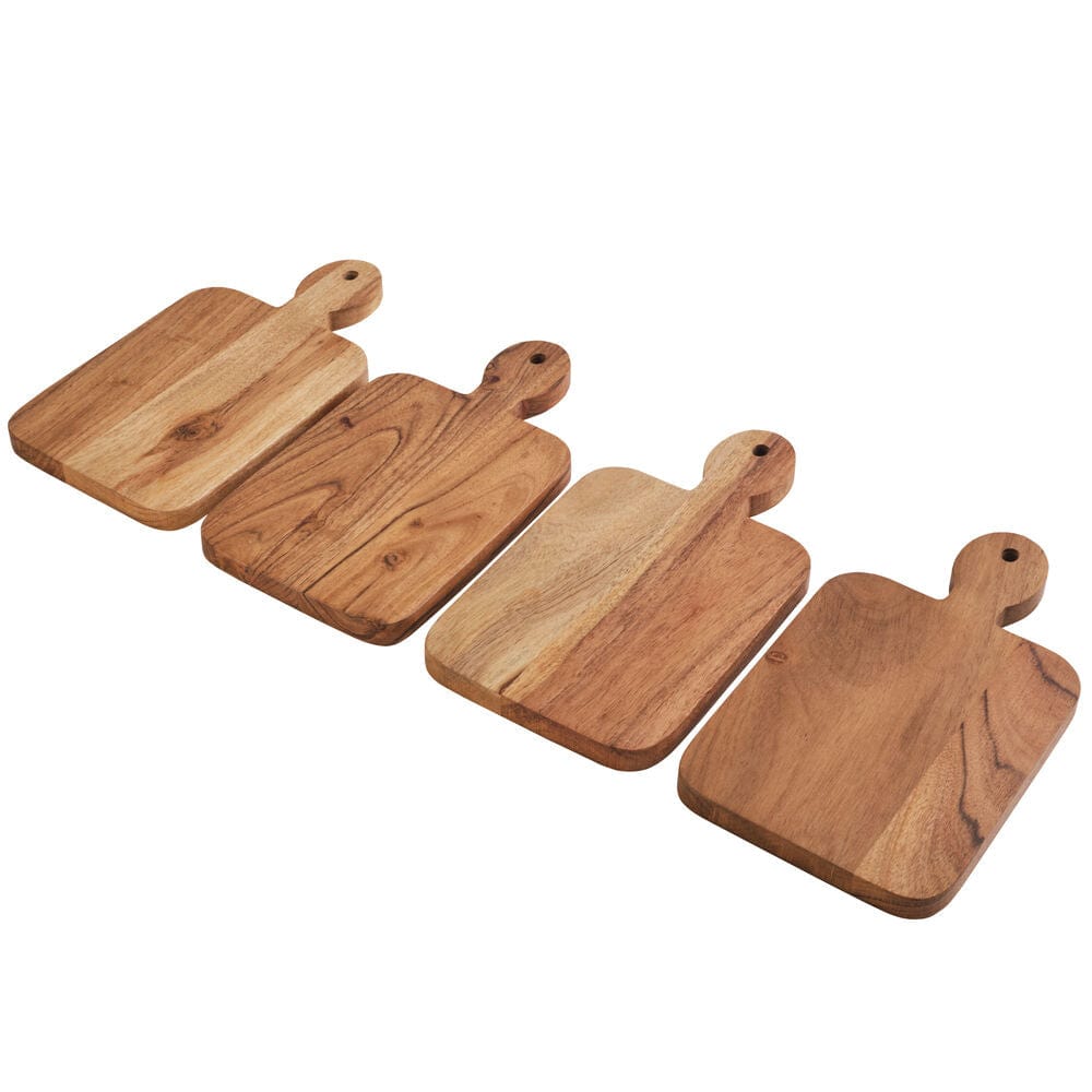 Fitz and Floyd Caleb Acacia Wood Mini Charcuterie Serve Boards, Set of 4, Brown