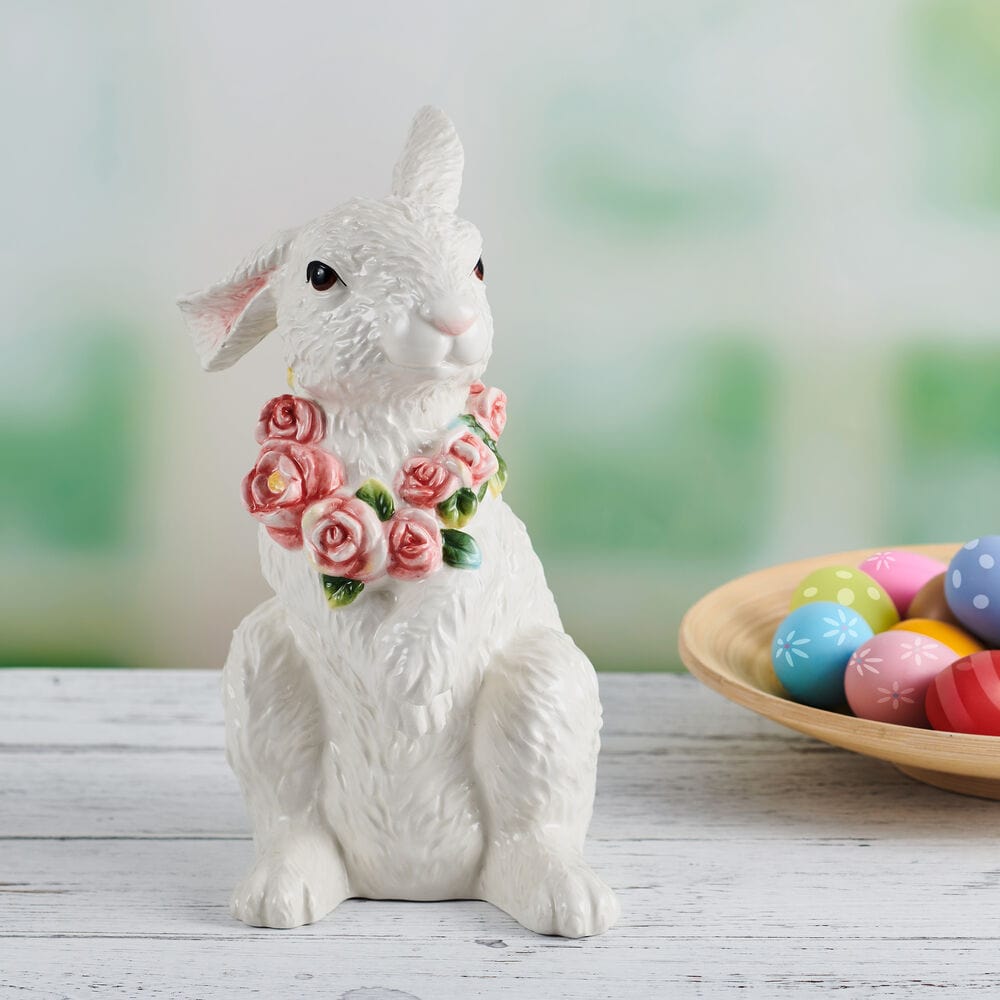 La Fleur Rabbit Figurine, Sitting, 10.75 IN