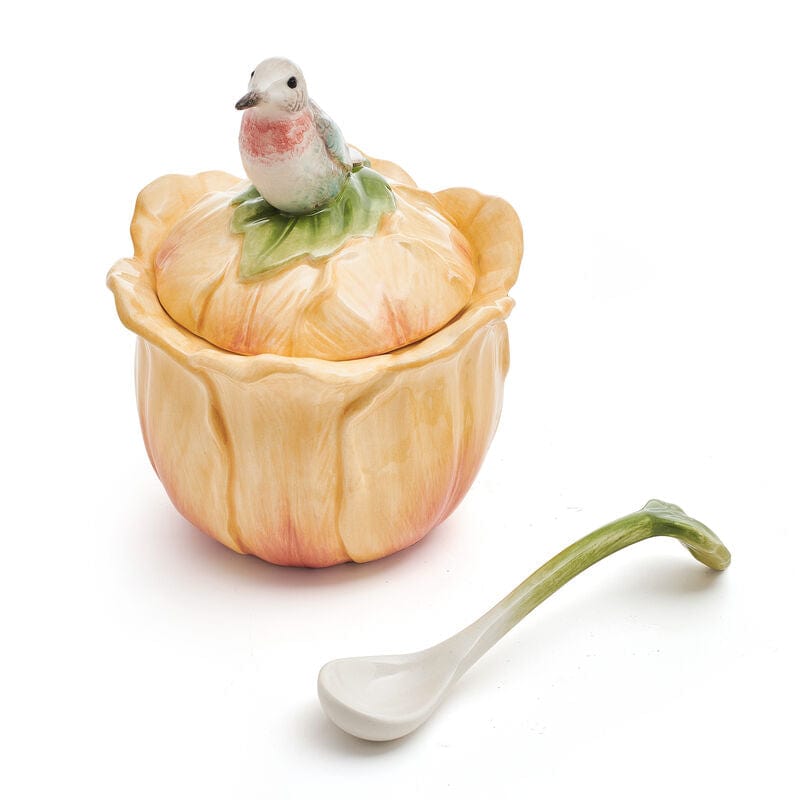 Meadow Floral Sugar Bowl Condiment Jar with Spoon