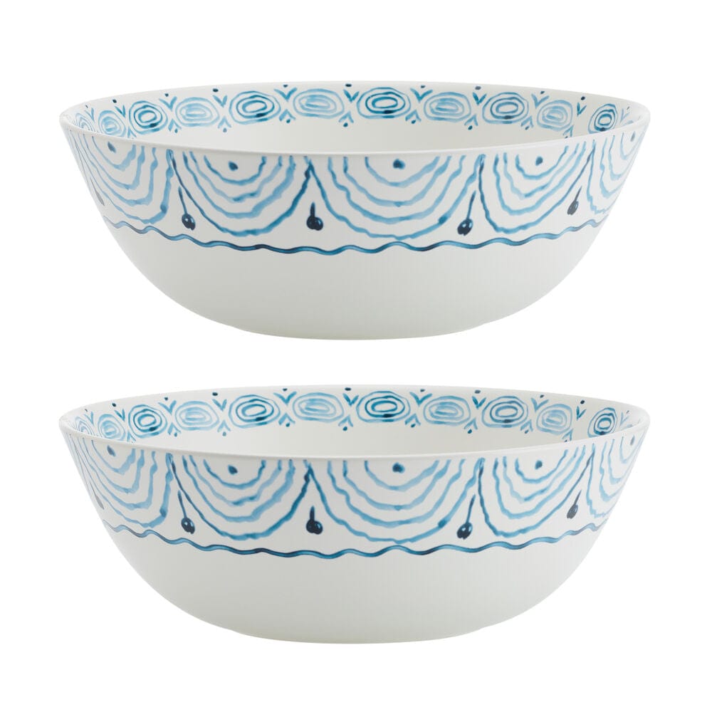 Sicily Blue Set of 2 Serving Bowls with Salt and Pepper Set
