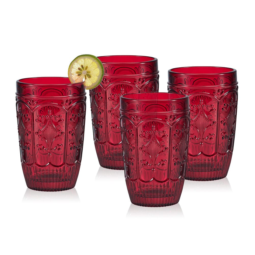 Trestle Highball Glasses Set of 4, Red