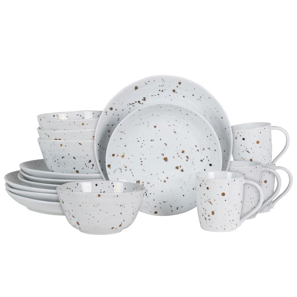 Avondelle Metallic Gold 16 Piece Dinnerware Set, Service for 4