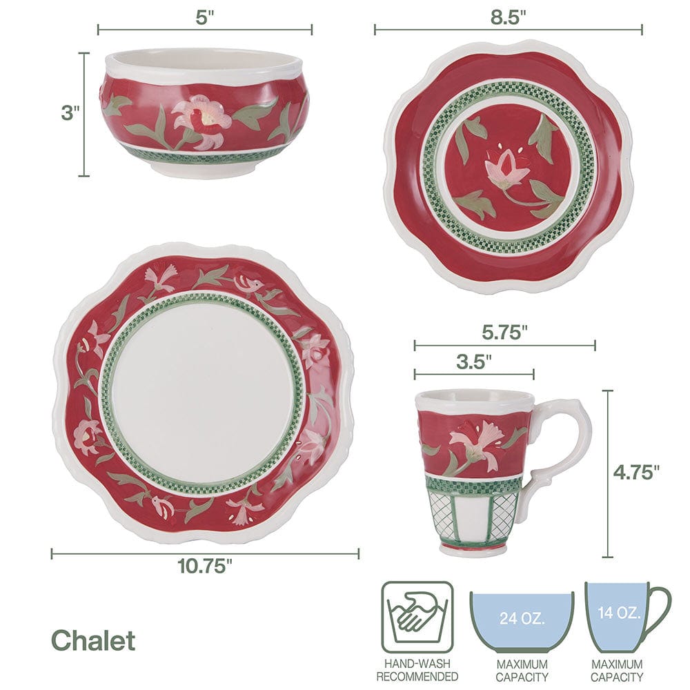Chalet 16 Piece Dinnerware Set, Service for 4
