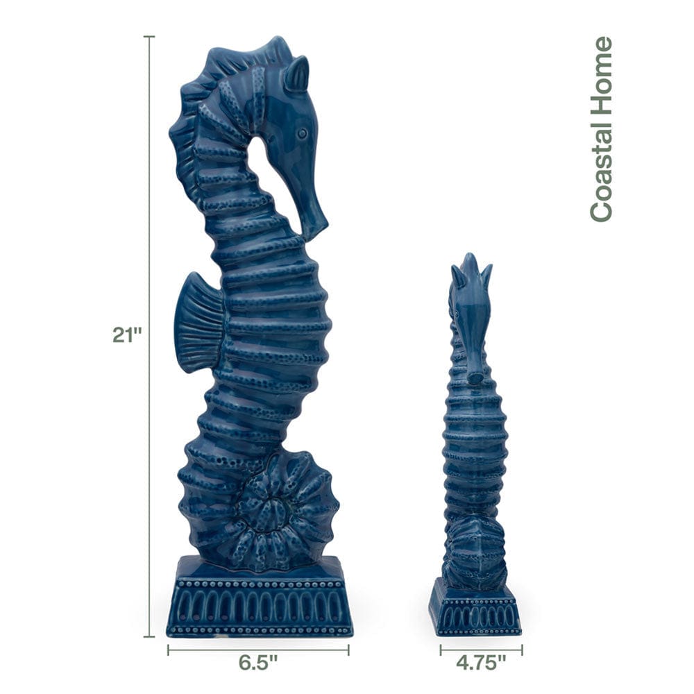 Coastal Home Blue Seahorse Figurine 21 IN