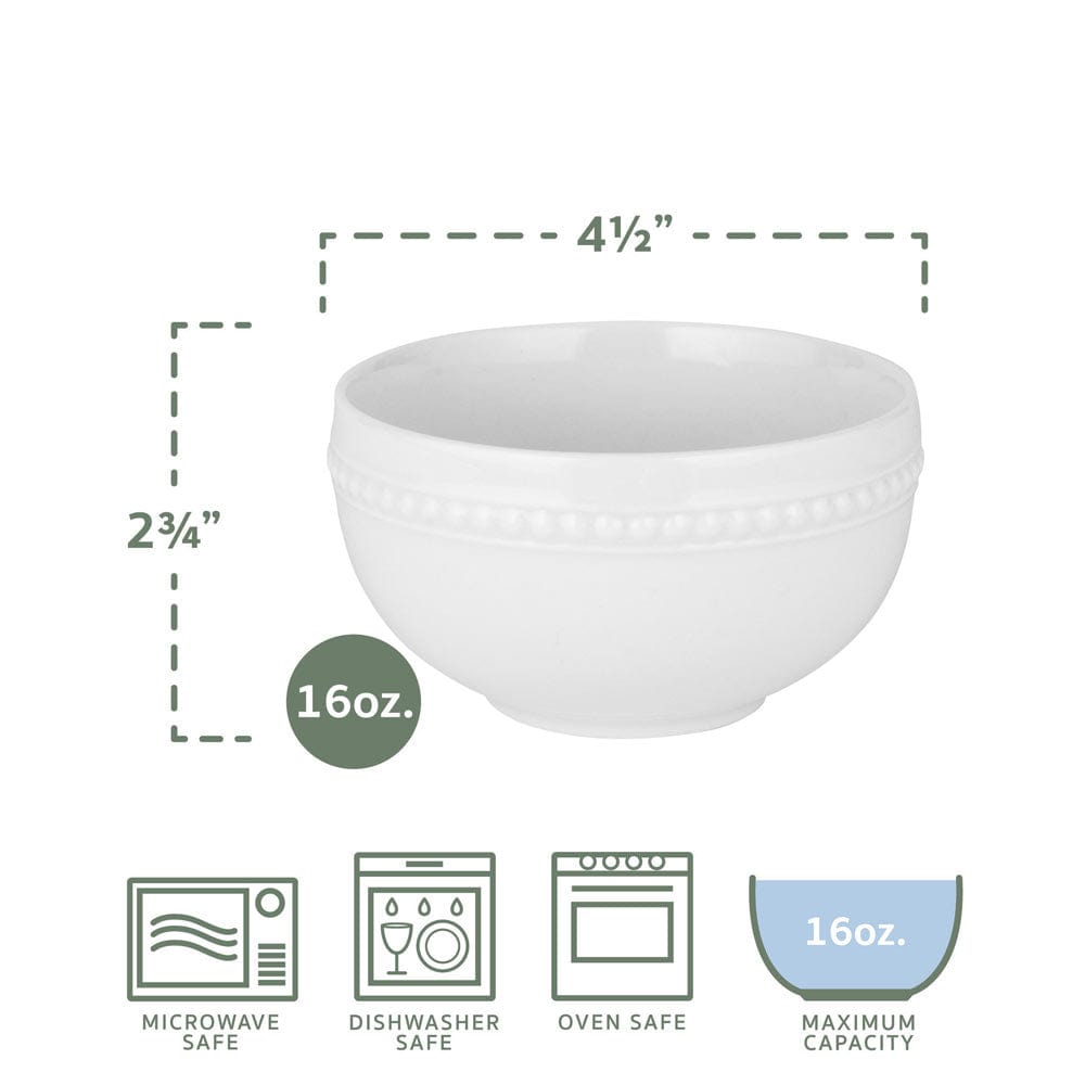 Everyday White® Beaded Set of 4 Fruit Bowls