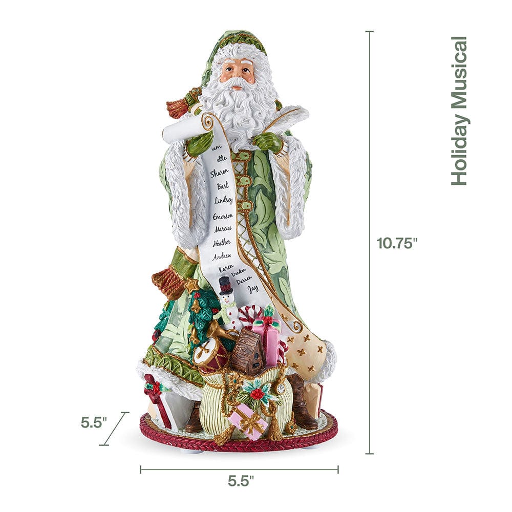 Holiday Home Green Musical Figurine, Jolly Ole Saint Nicholas, 10.75 IN