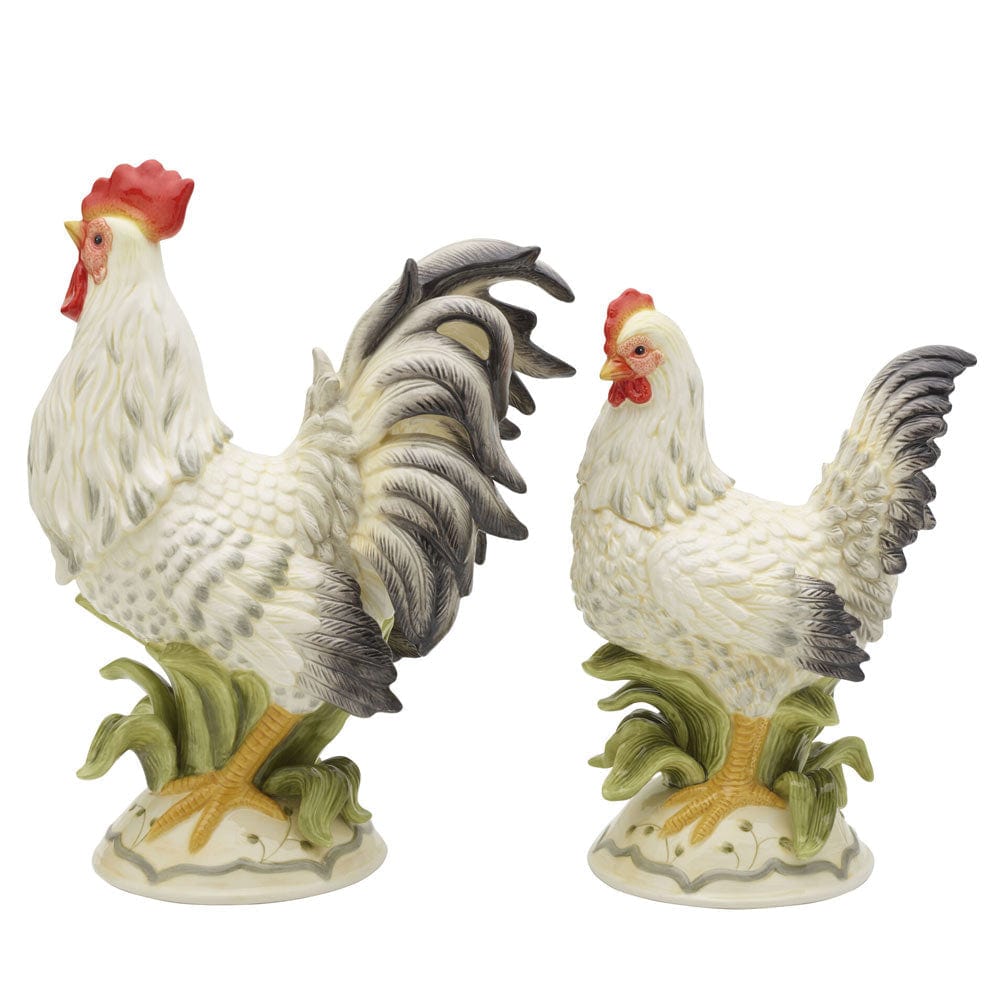 Lantana Rooster and Hen Figurines, Set of 2