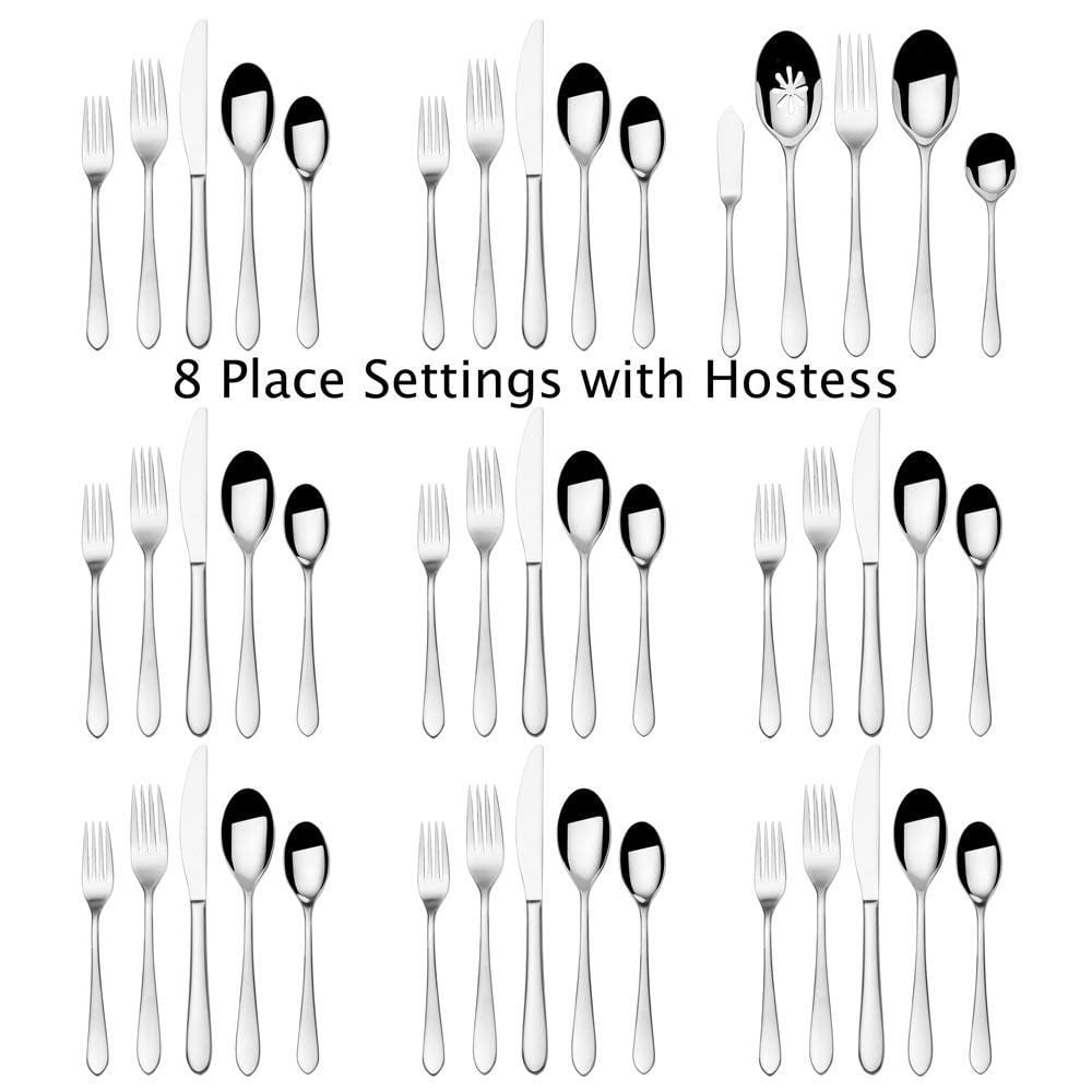 Nevaeh Coupe 45 Piece Flatware Set, Service for 8