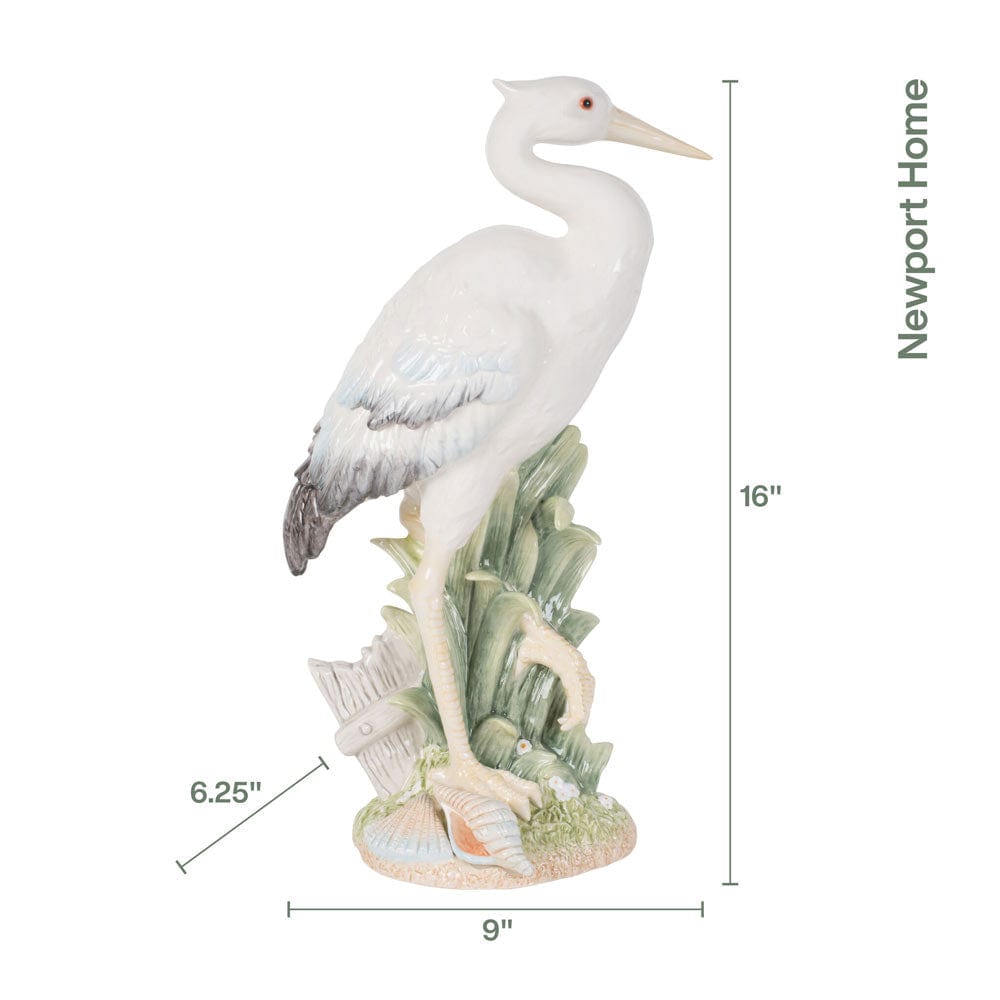 Newport Home Tall Egret Facing Forward 16 IN
